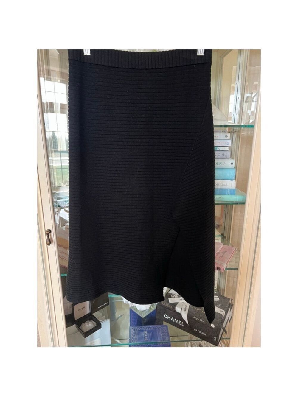 Women's NAADAM Black Ribbed Knit Midi Skirt M